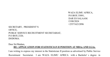Application Letter Sample for Ajira Portal2025/2026